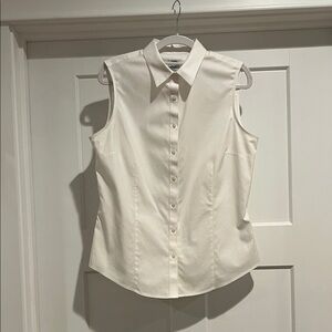 Brooks Brothers Cream Sleeveless Button-Down Shirt